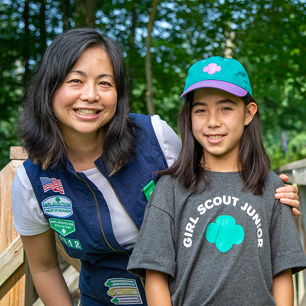 Girl Scout mother and daughter