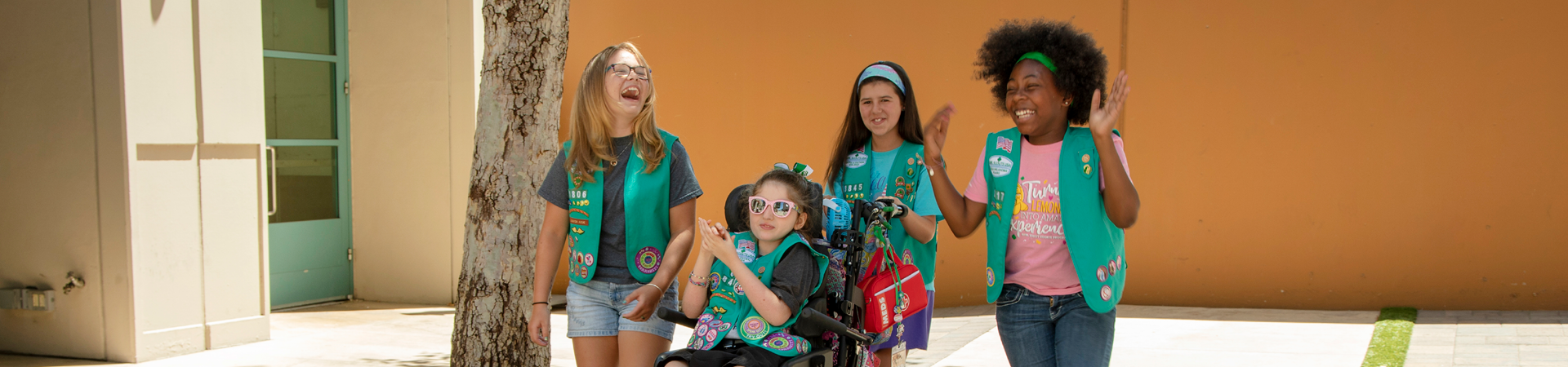  Girl Scout Junior troop laughing 